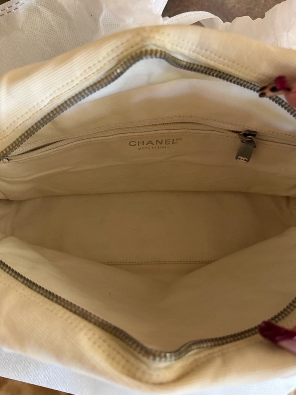 Authentic CHANEL Quilted Cream Top-Handle Bowling Bag - Picture 7 of 10